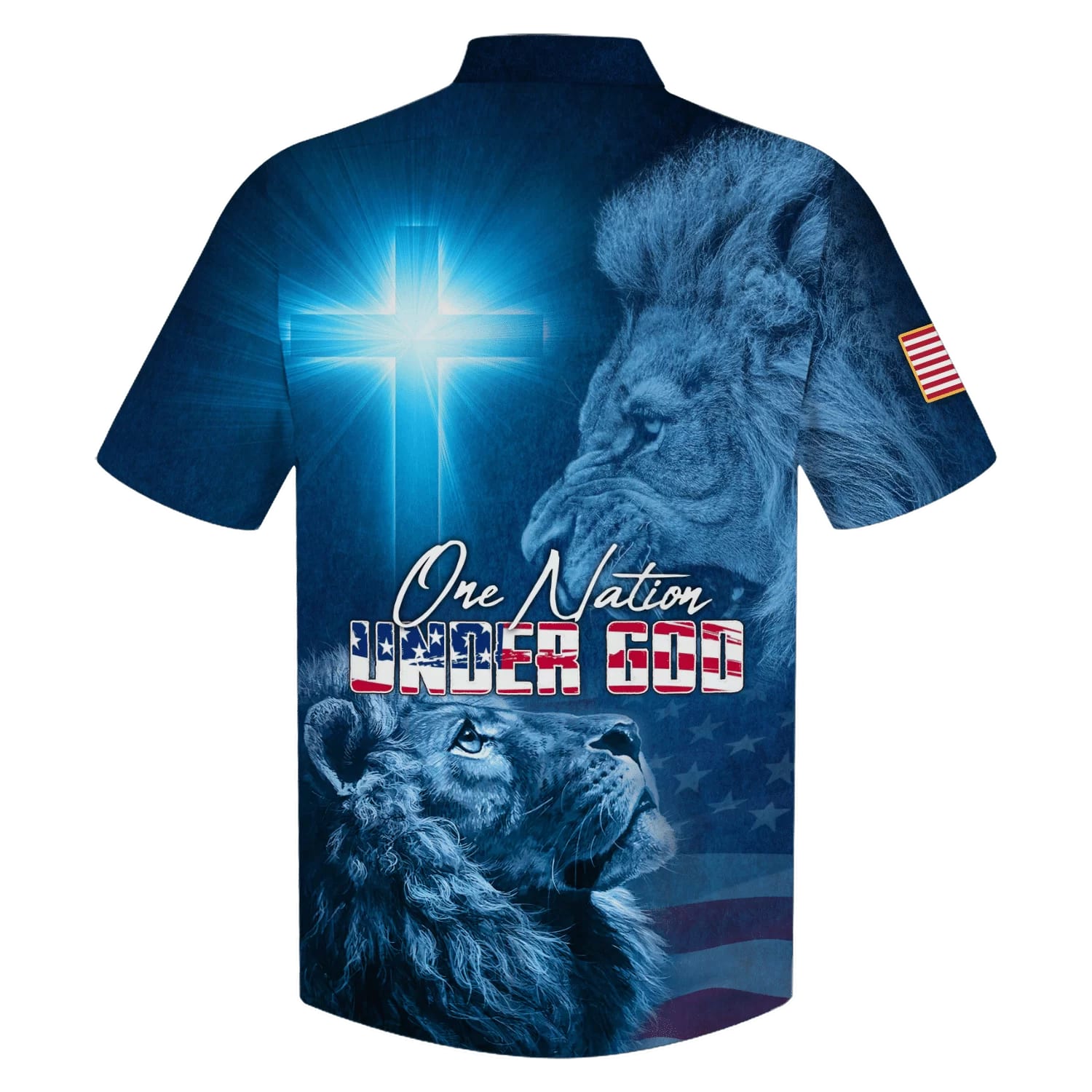 One Nation Under God Lion Hawaiian Shirts - Christian Hawaiian Shirt - Hawaiian Shirts For Men