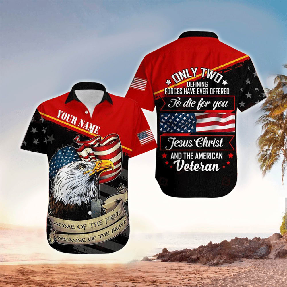 Only Two Defining Jesus Christ And American Veteran Personalized Hawaiian Shirt - Christian Hawaiian Shirts For Men & Women