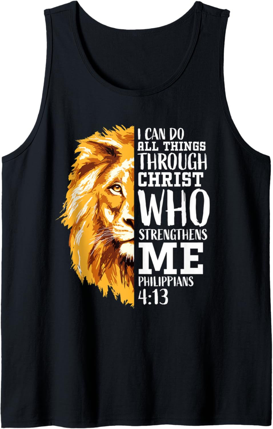 Philippians 413 Christian Verse Gifts Men Religious Lion Tank Top