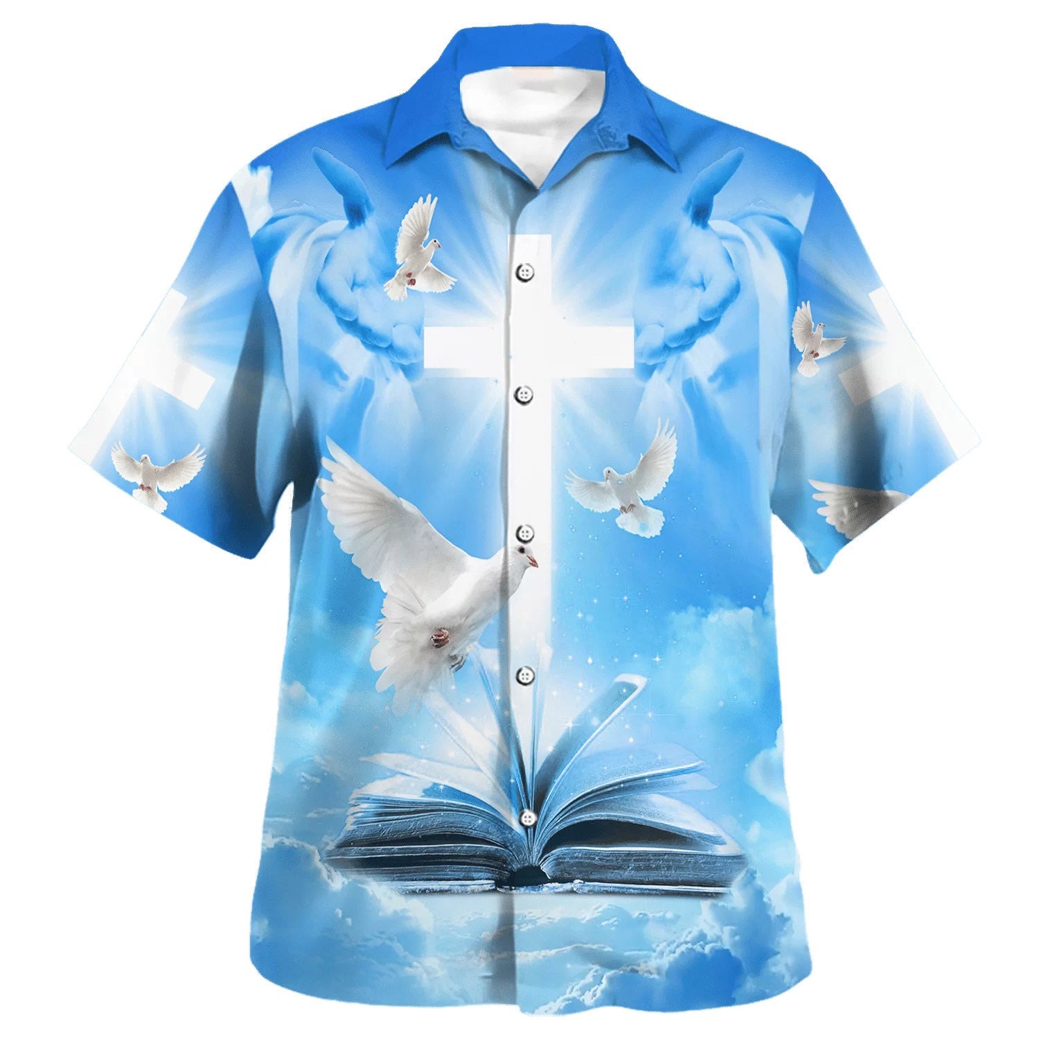 Pigeon Cross And Bible Hawaiian Shirts For Men & Women - Christian Hawaiian Shirt - Hawaiian Summer Shirts