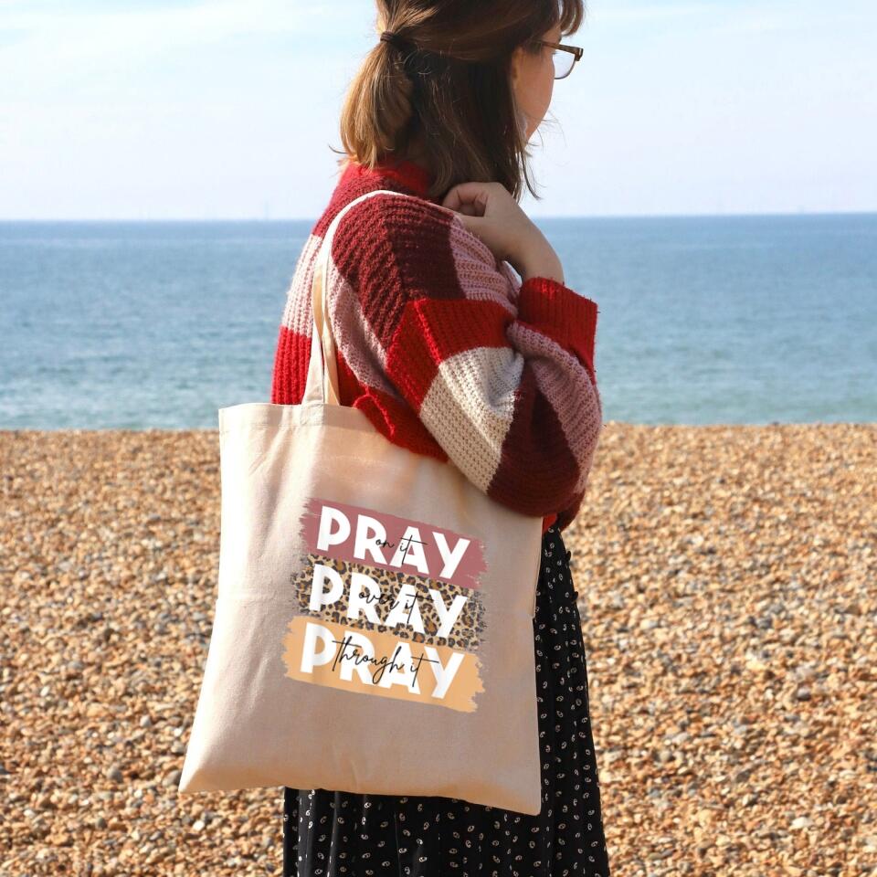 Pray On It Canvas Tote Bags - Christian Tote Bags - Printed Canvas Tote Bags - Cute Tote Bags - Religious Tote Bags - Gift For Christian