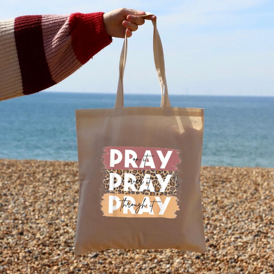 Pray On It Canvas Tote Bags - Christian Tote Bags - Printed Canvas Tote Bags - Cute Tote Bags - Religious Tote Bags - Gift For Christian