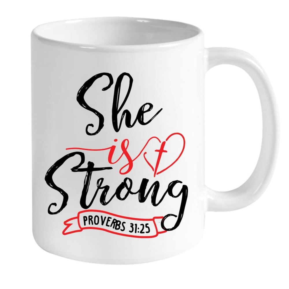 Proverbs 3125 She Is Strong Custom Photo Mug  Personalized Christian Gifts, Christian Mug, Bible Mug, Faith Gift, Encouragement Gift