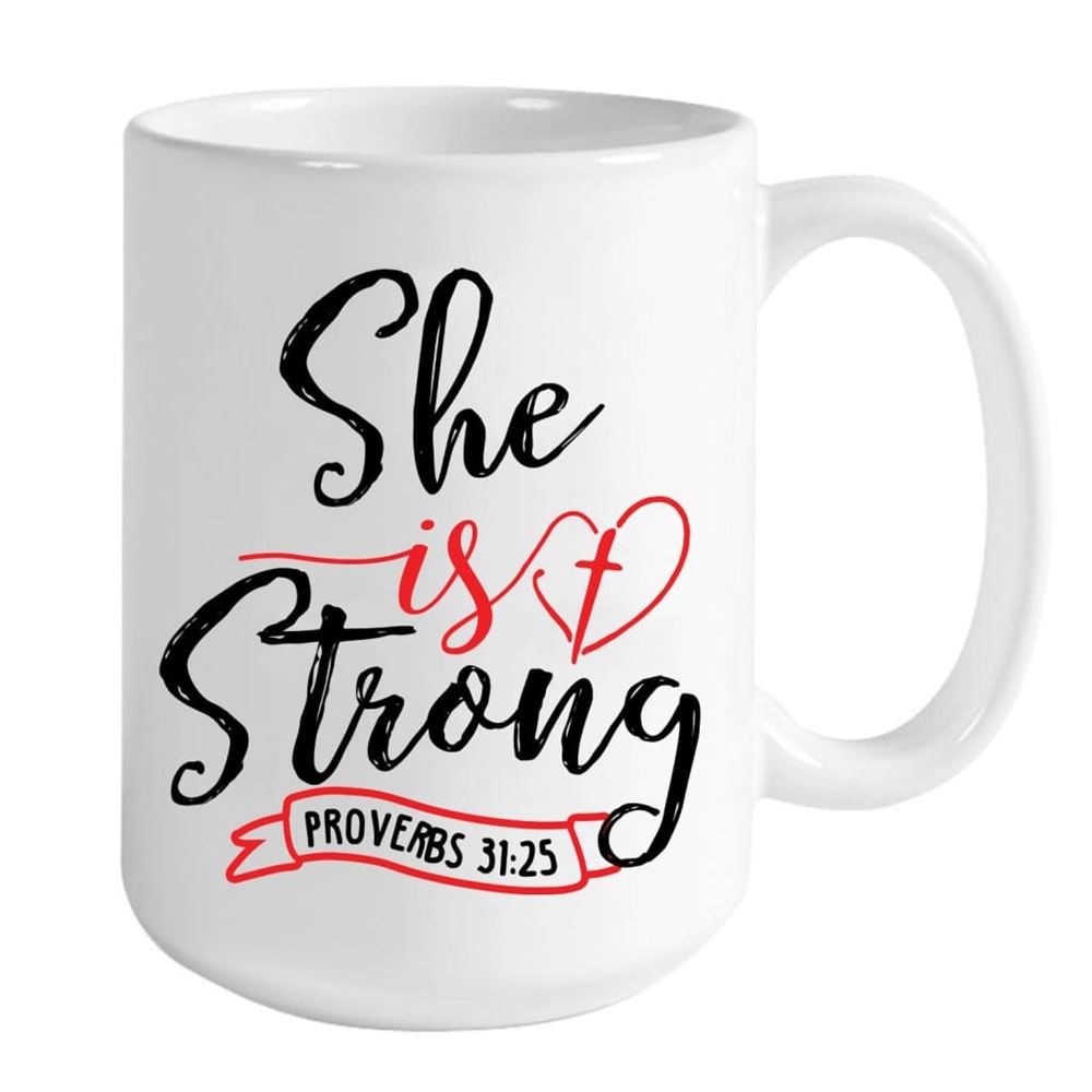 Proverbs 3125 She Is Strong Custom Photo Mug  Personalized Christian Gifts, Christian Mug, Bible Mug, Faith Gift, Encouragement Gift