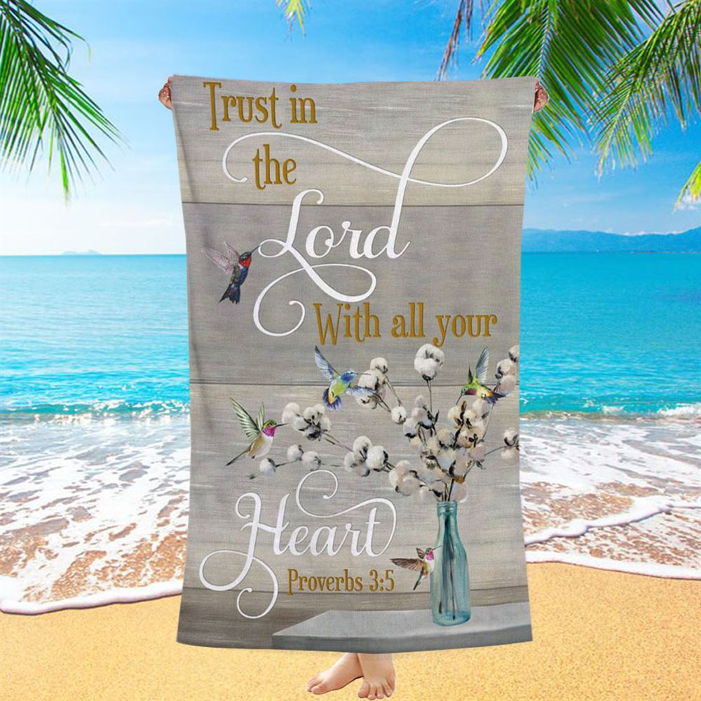 Proverbs 35 Hummingbird Scripture Christian Beach Towel - Bible Verse Beach Towel - Scripture Beach Towel