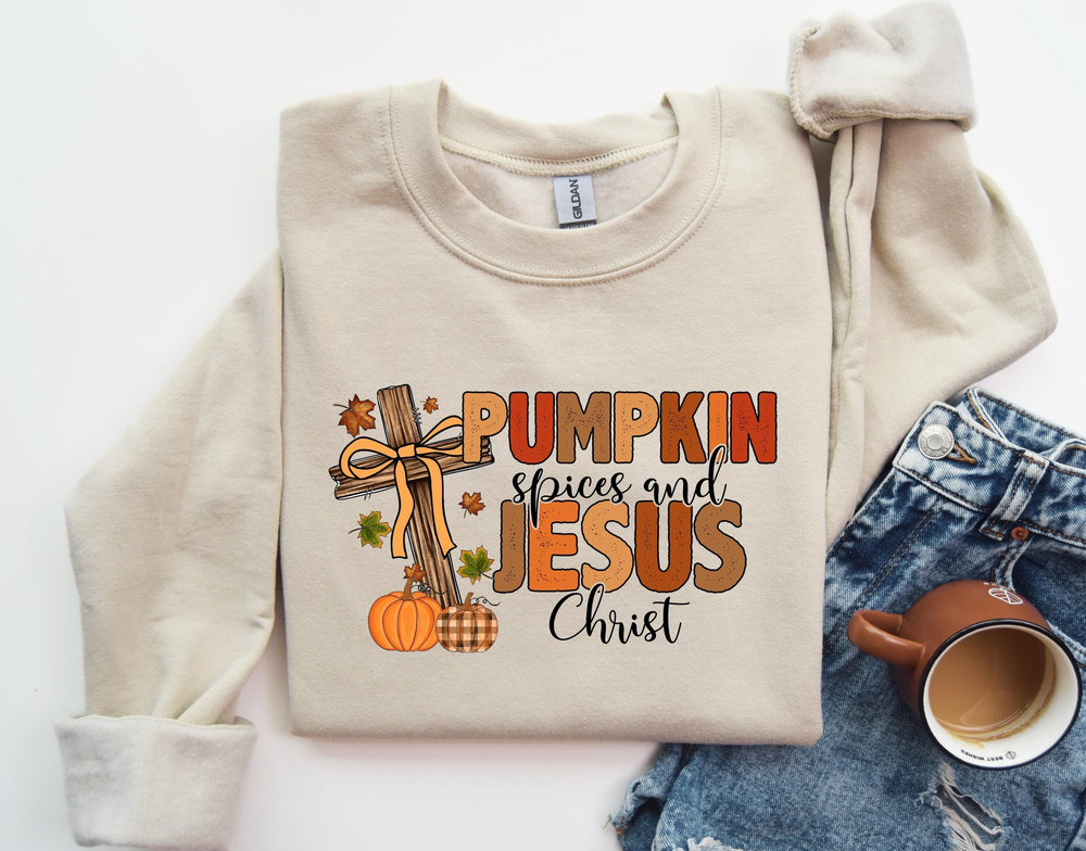 Pumpkin Spices Sweatshirt, Fall Jesus Shirt, Christian Shirt, Fall Shirt, Retro Halloween Shirt, Pumpkin Shirt, Halloween Pumpkin Sweater