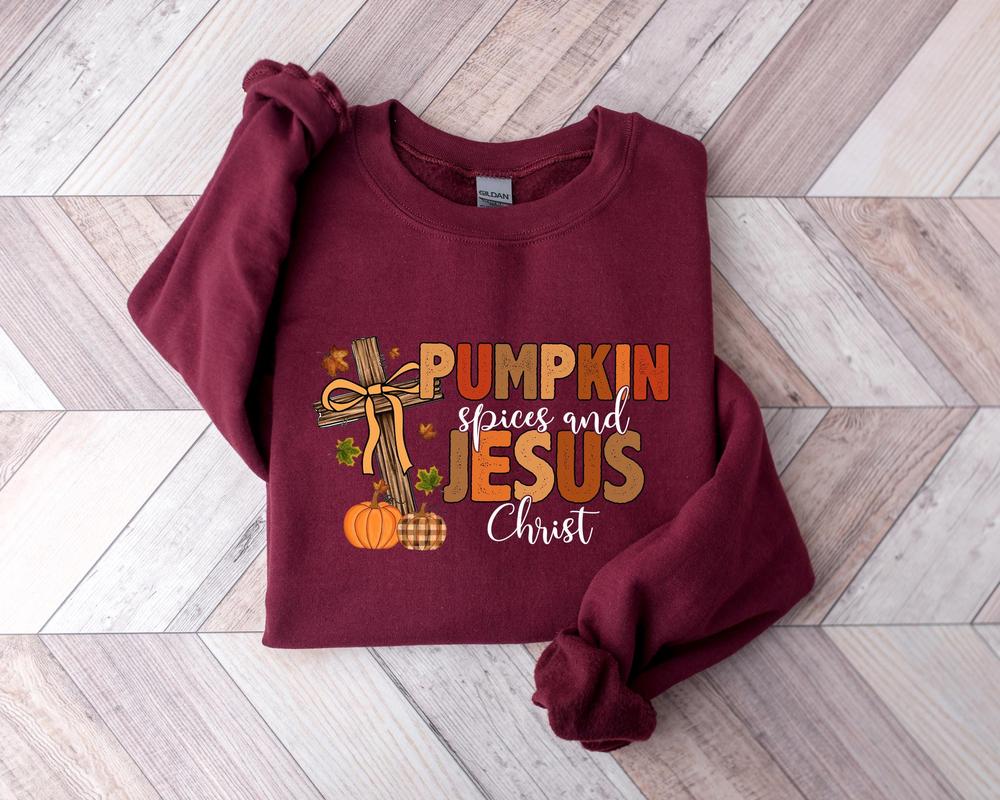 Pumpkin Spices Sweatshirt, Fall Jesus Shirt, Christian Shirt, Fall Shirt, Retro Halloween Shirt, Pumpkin Shirt, Halloween Pumpkin Sweater