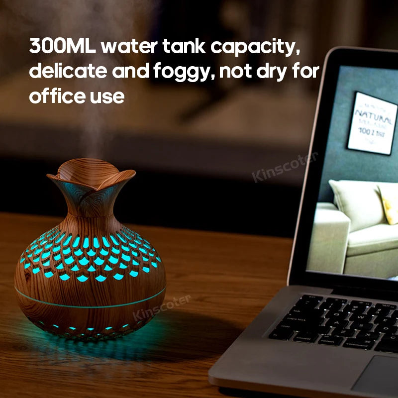 Wood Grain Humidifier 300ml USB Aroma Diffuser