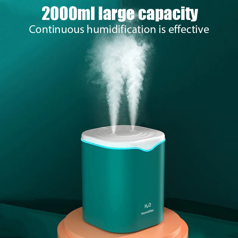 USB Air Humidifier 2000ML Aromatherapy Oil Double Spray Port