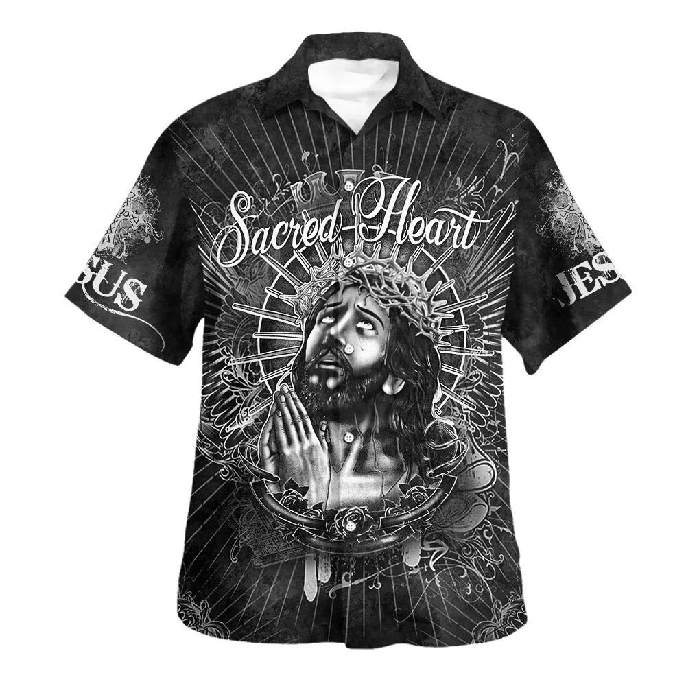 Sacred Heart Jesus Christ Pray Hawaiian Shirts For Men & Women - Christian Hawaiian Shirt - Hawaiian Summer Shirts