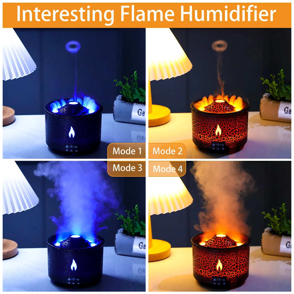 Volcano Flame Air Humidifier Essential Oil Diffuser with Remote Control
