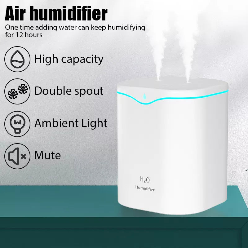 USB Air Humidifier 2000ML Aromatherapy Oil Double Spray Port