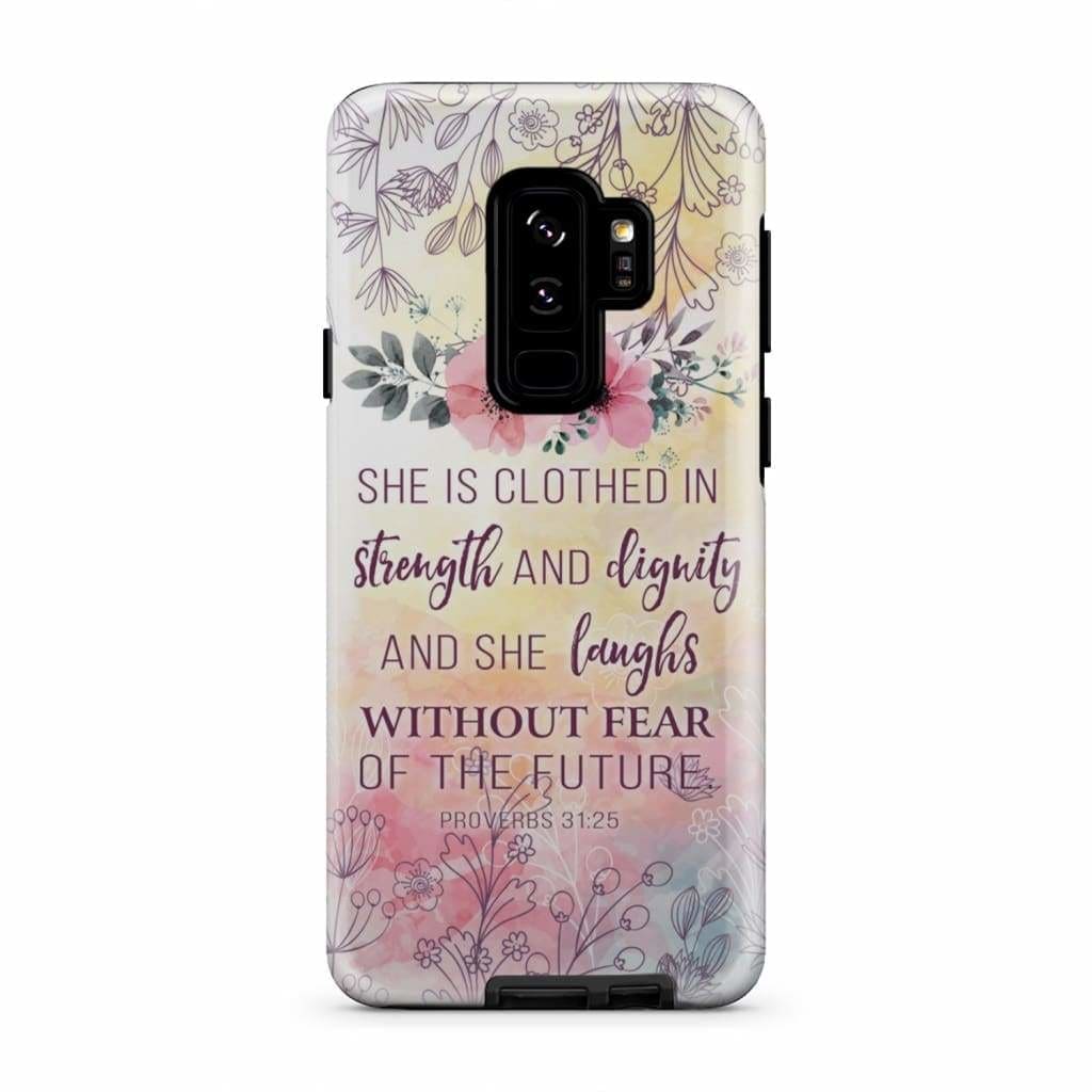 She Is Clothed In Strength And Dignity Proverbs 3125 Bible Verse Phone Case - Inspirational Bible Scripture iPhone Cases