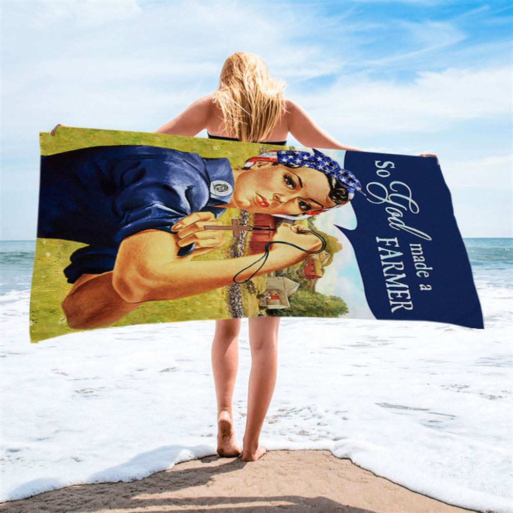 So God Made A Farmer Beach Towel - Christian Beach Towel - Bible Verse Beach Towel