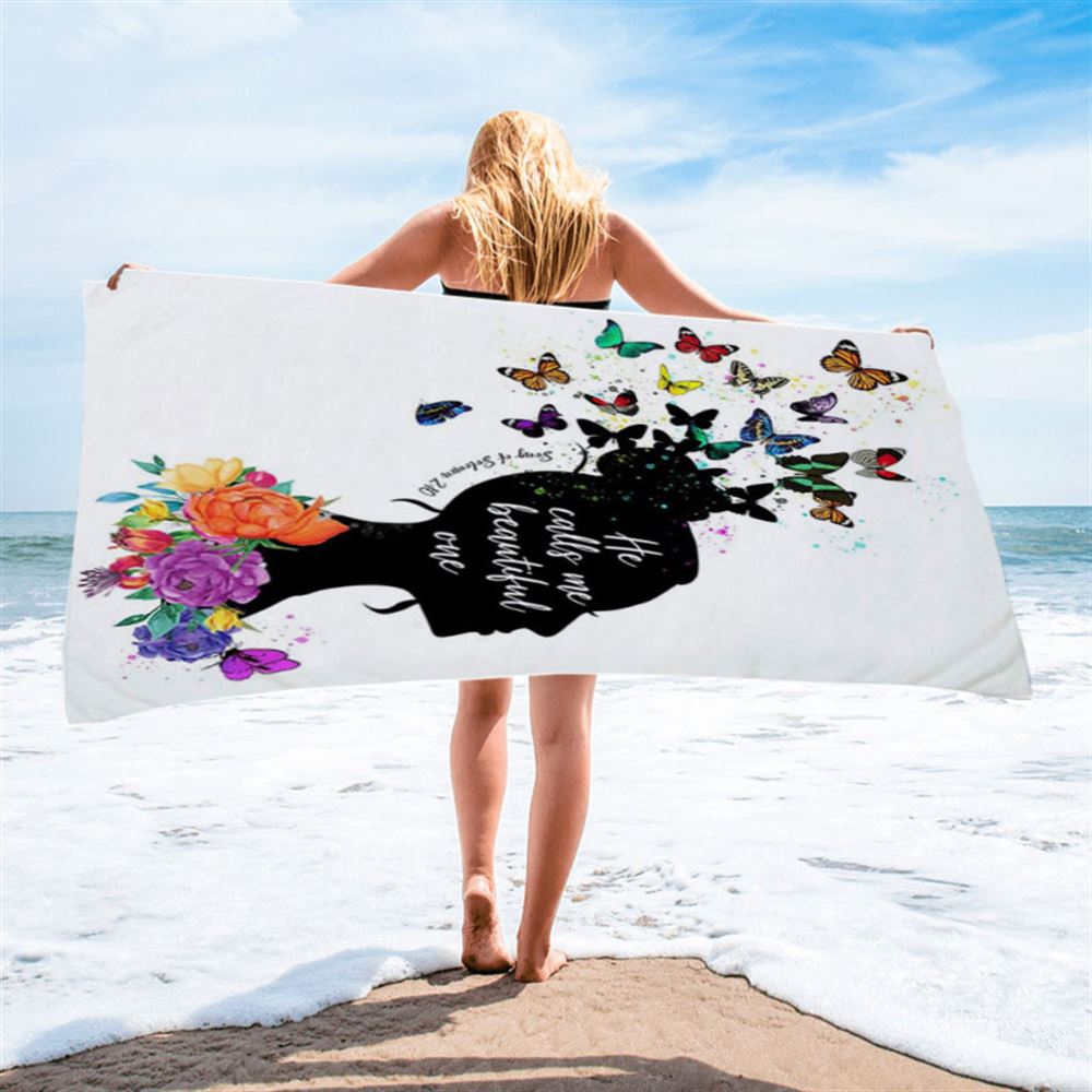 Song Of Solomon 2 10 Beach Towel - He Calls Me Beautiful One Beach Towel - Encouragement Christian Gifts For Women, Teens, Girls