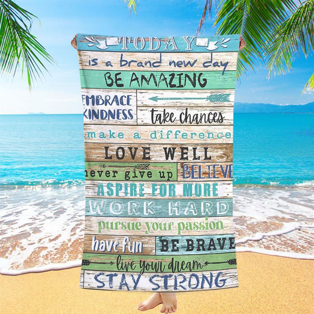 Stay Strong Positive Quotes Beach Towel - Encouragement Gifts For Women