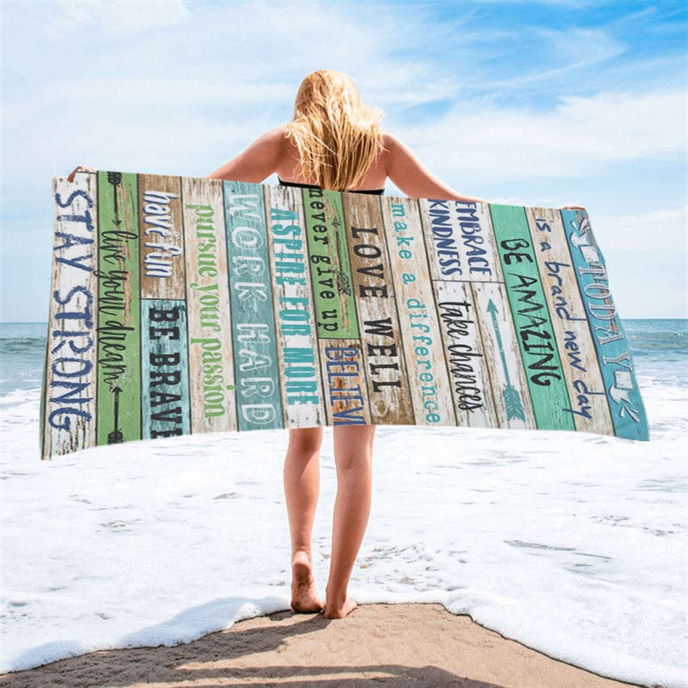 Stay Strong Positive Quotes Beach Towel - Encouragement Gifts For Women