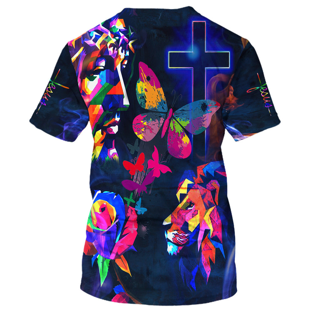 Sunflower Jesus Cross Butterfly 3d All Over Print Shirt - Christian 3d Shirts For Men Women