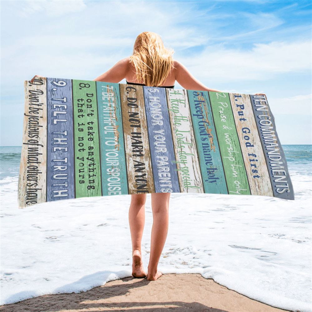 Ten Commandments Beach Towel 1 - Christian Beach Towel Decor