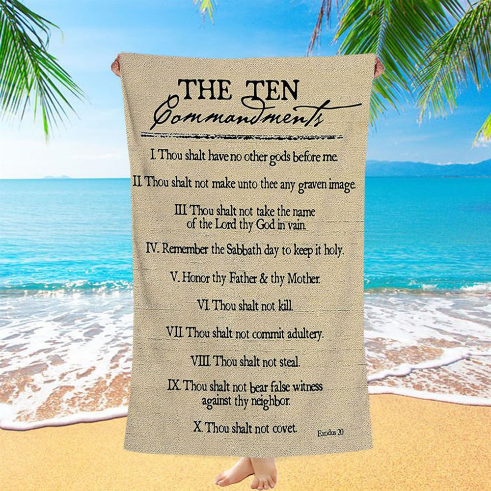 Ten Commandments Beach Towel - Christian Beach Towel