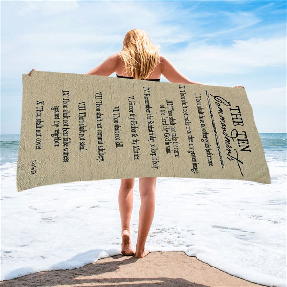 Ten Commandments Beach Towel - Christian Beach Towel