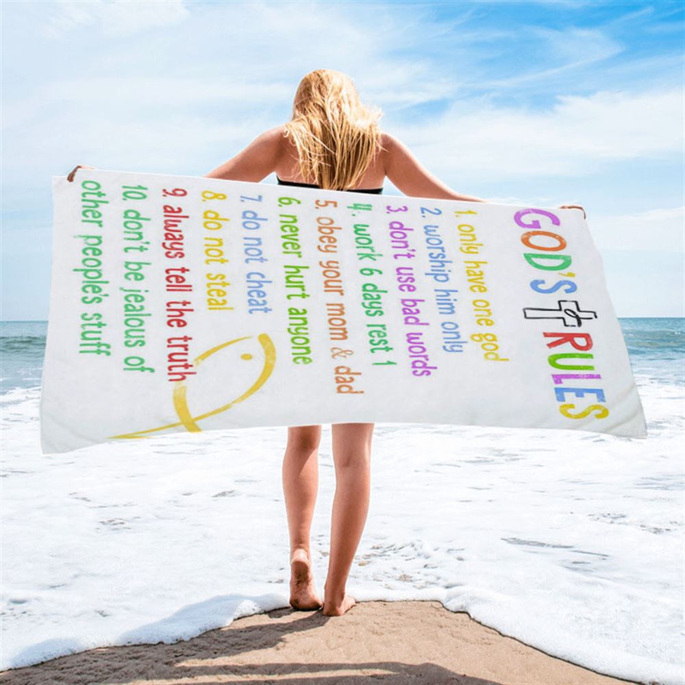 Ten Commandments Beach Towel For Kids - Gods Rules Beach Towel - Kids Beach Towel