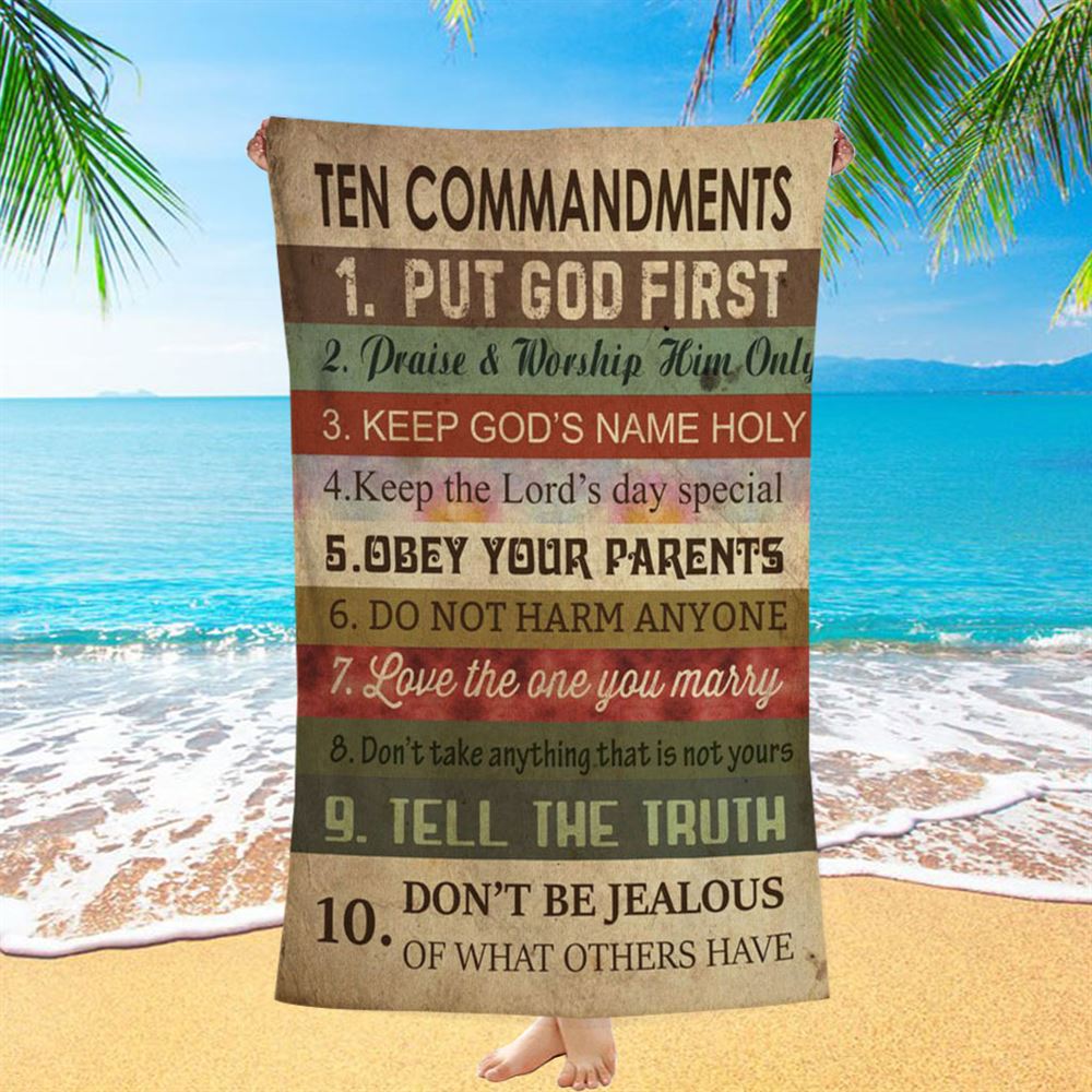 Ten Commandments - Christian Beach Towel - Bible Verse Beach Towel - Scripture Beach Towel