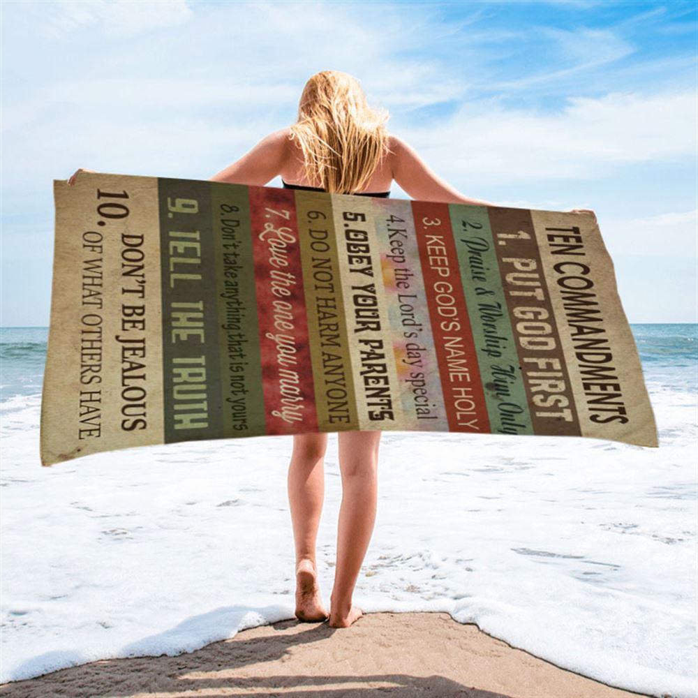 Ten Commandments - Christian Beach Towel - Bible Verse Beach Towel - Scripture Beach Towel