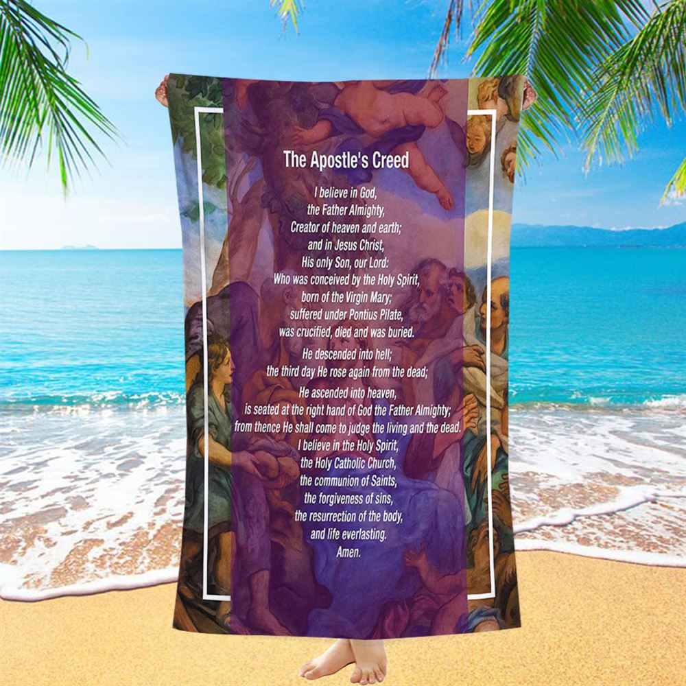 The Apostle's Creed Beach Towel - Jesus Christ Surrounded By His Apostles - Christian Beach Towel Decor