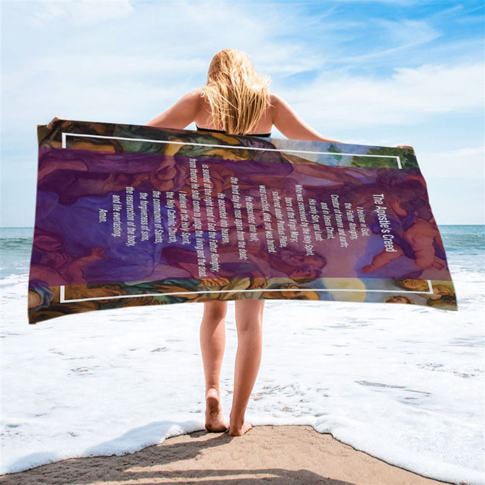 The Apostle's Creed Beach Towel - Jesus Christ Surrounded By His Apostles - Christian Beach Towel Decor