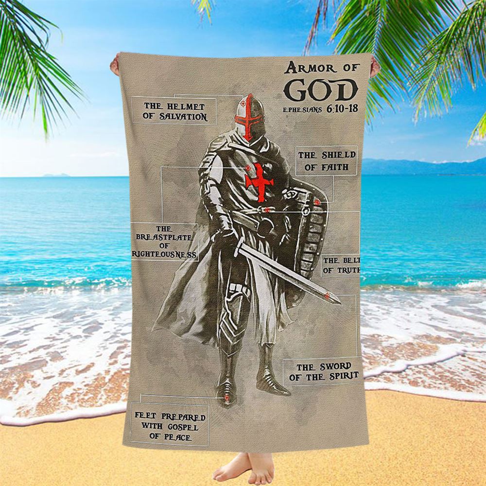 The Armor of God Beach Towel - Ephesians 610 18 NIV - Christian Beach Towel - Religious Beach Towel