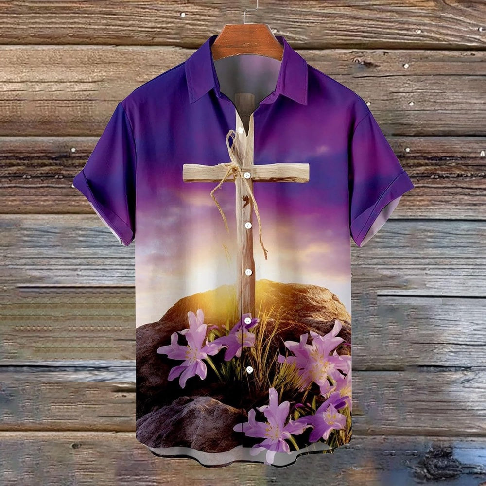 The Cross Lily On The Tomb Christian Hawaiian Shirt - Hawaiian Beach Shirts for Men Women