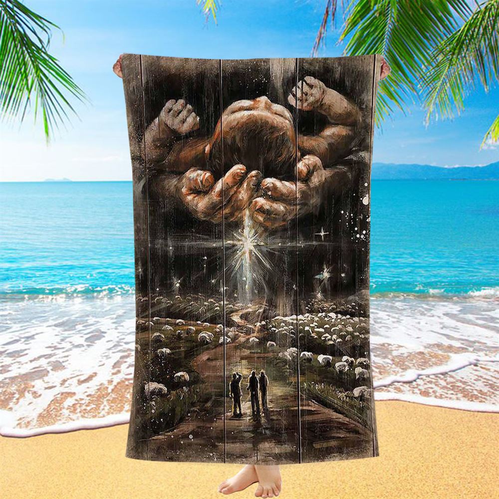 The Day He Was Born Jesus Beach Towel - Christian Art - Bible Verse Beach Towel - Religious Beach Towel