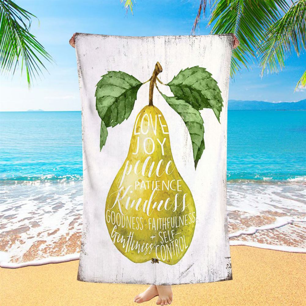 The Fruit Of The Spirit Beach Towel - Pear Kitchen Beach Towel - Christian Beach Towel Decor