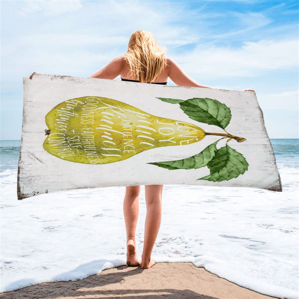 The Fruit Of The Spirit Beach Towel - Pear Kitchen Beach Towel - Christian Beach Towel Decor