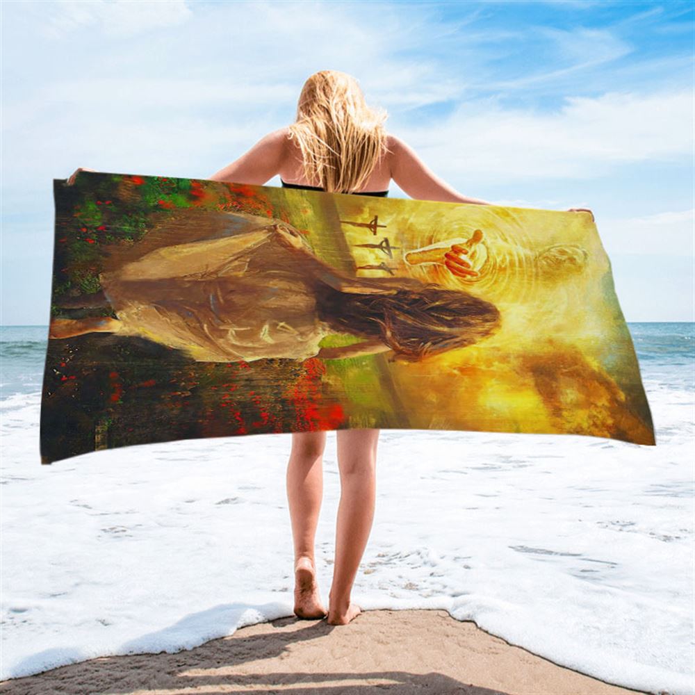 The Girl Running To God Beach Towel - Christian Beach Towel - Religious Beach Towel