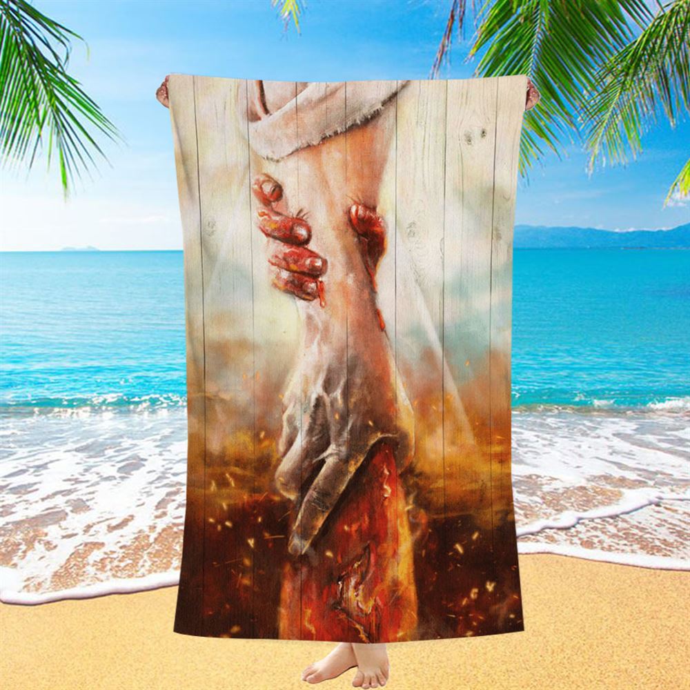 The Hand Of God Jesus Beach Towel - Jesus Christ Beach Towel - Christian Beach Towel