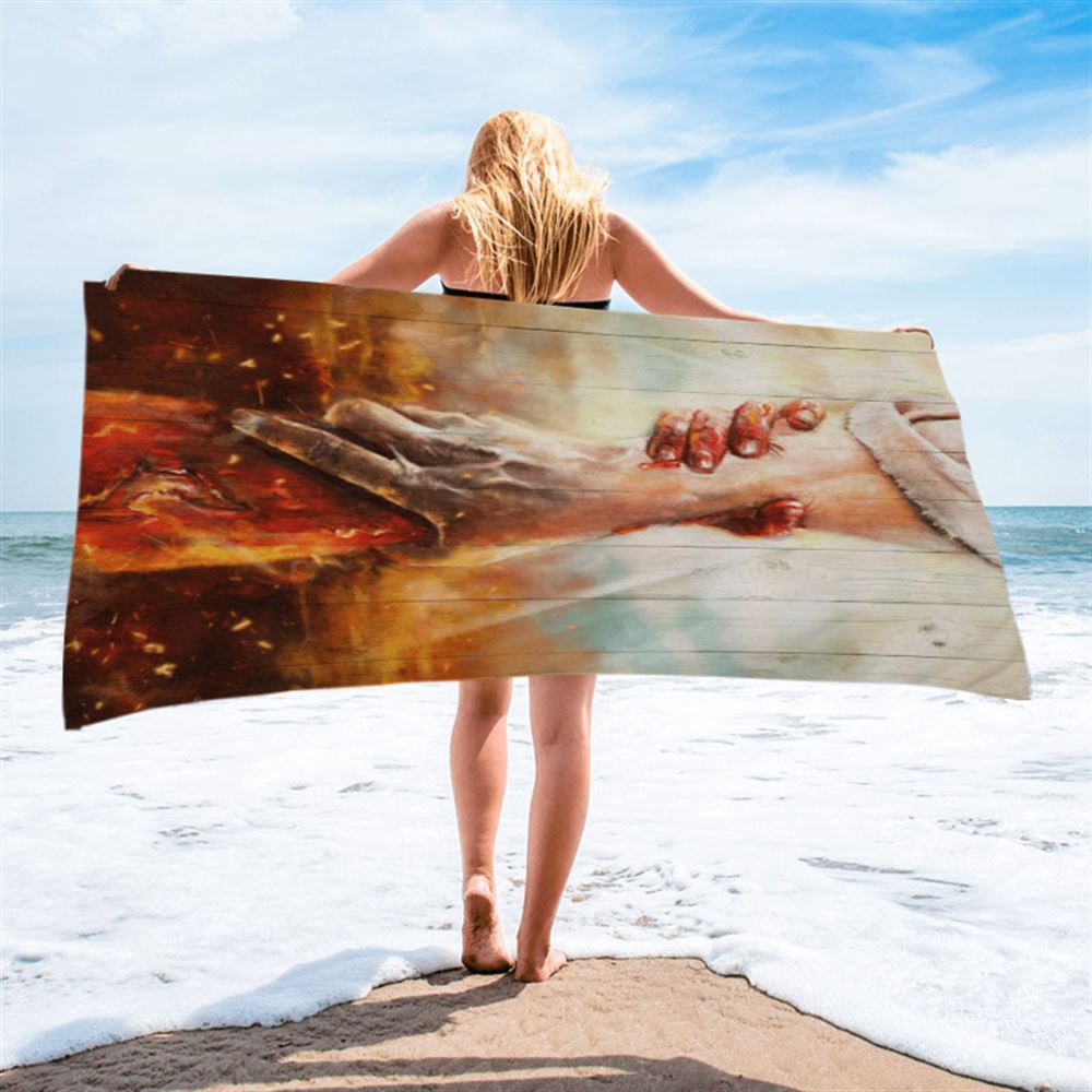 The Hand Of God Jesus Beach Towel - Jesus Christ Beach Towel - Christian Beach Towel