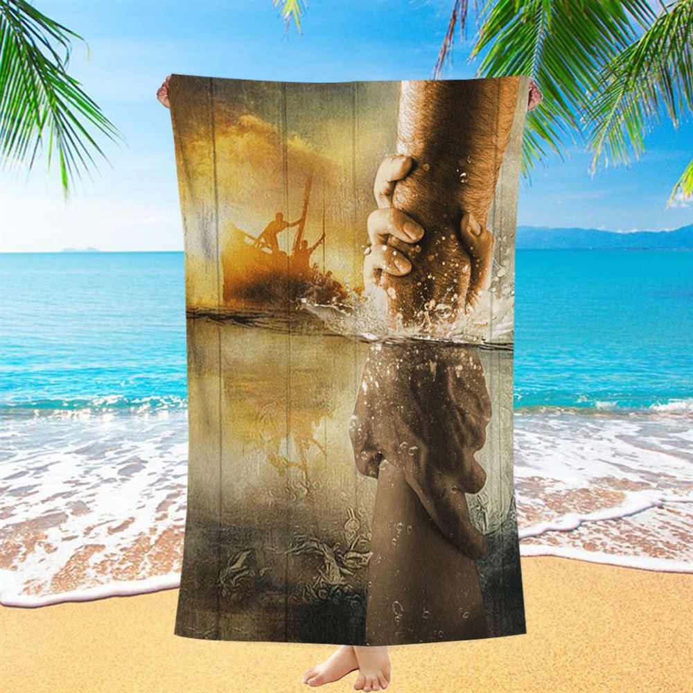 The Hand Of Jesus Ocean Beach Towel - Jesus Is Our Savior Beach Towel - Jesus Christ Beach Towel - Christian Beach Towel