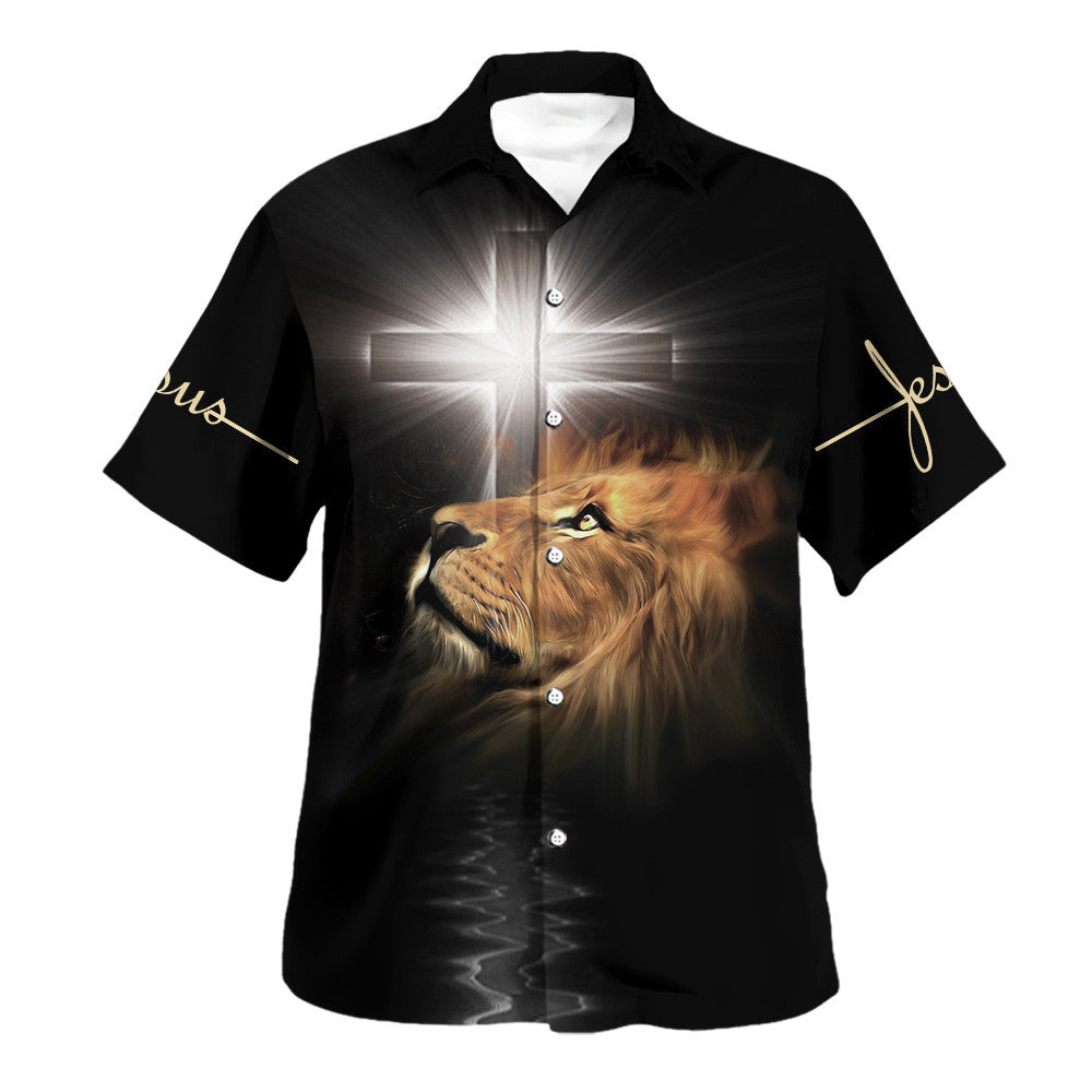 The Lion Of Judah Cros The Light Hawaiian Shirt - Christian Hawaiian Shirt - Religious Hawaiian Shirts