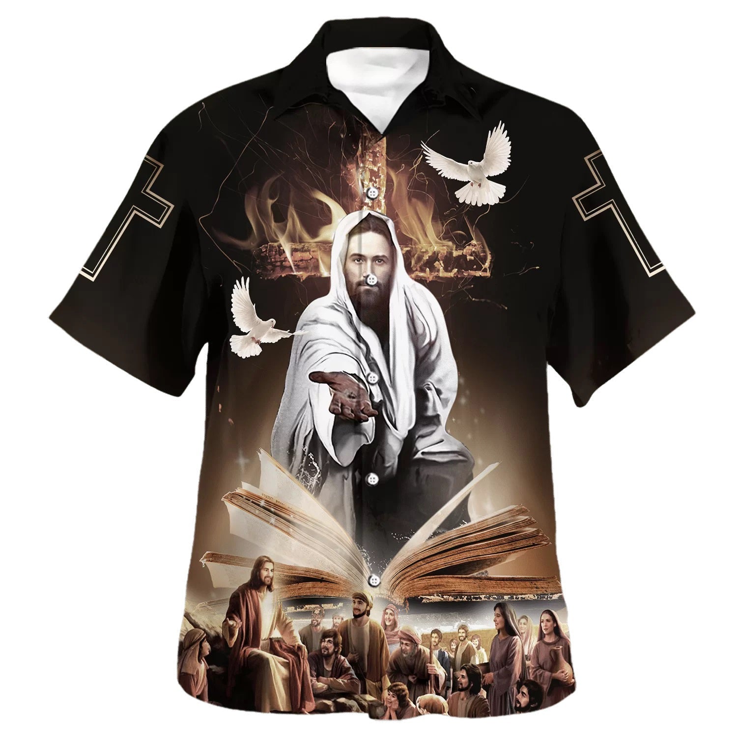 The Lion Of Judah Jesus Reaching Out His Hand Hawaiian Shirt - Christian Hawaiian Shirt - Religious Hawaiian Shirts