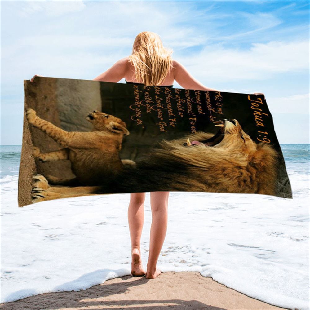 The Lion This Is My Command Beach Towel - Lion Beach Towel - Christian Inspirational Beach Towel