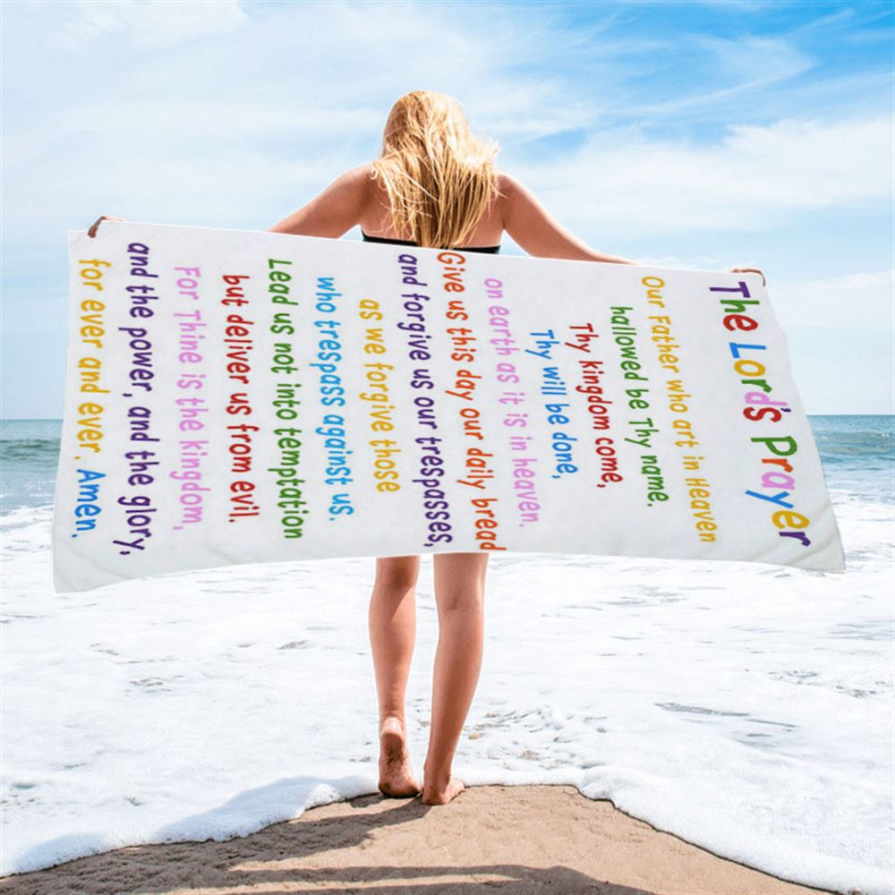 The Lords Prayer Beach Towel - Christian Beach Towel Decor