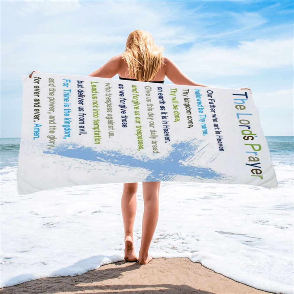 The Lords Prayer Bible Verse Beach Towel - Christian Daughter Gifts - Christian Beach Towel Decor