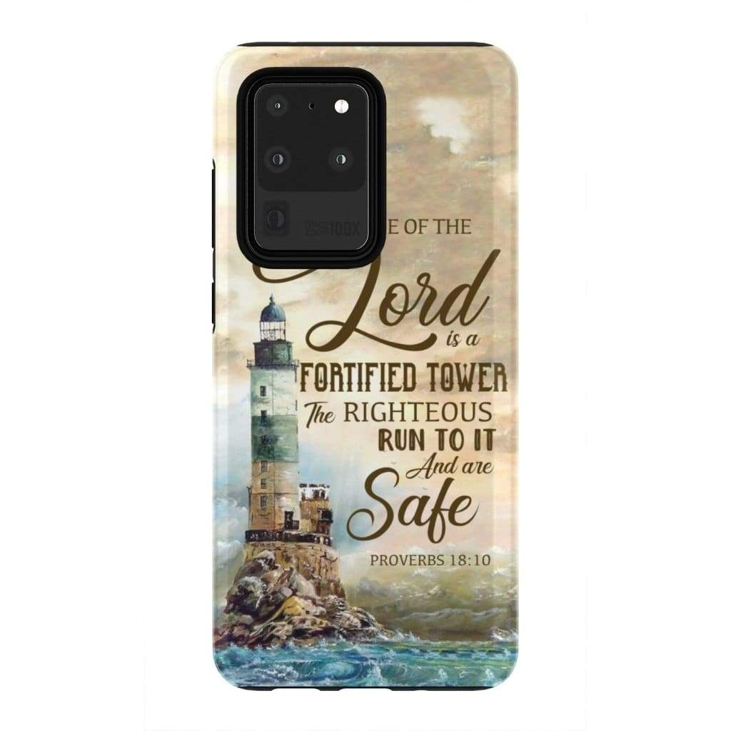 The Name Of The Lord Is A Fortified Tower Proverbs 1810 Bible Verse Phone Case - Inspirational Bible Scripture iPhone Cases