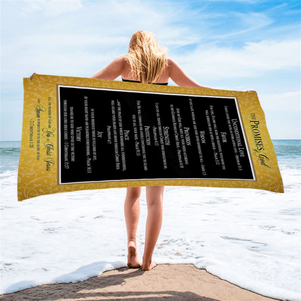 The Promises Of God Beach Towel - 2 Corinthians 1 20 - Christian Beach Towel Decor