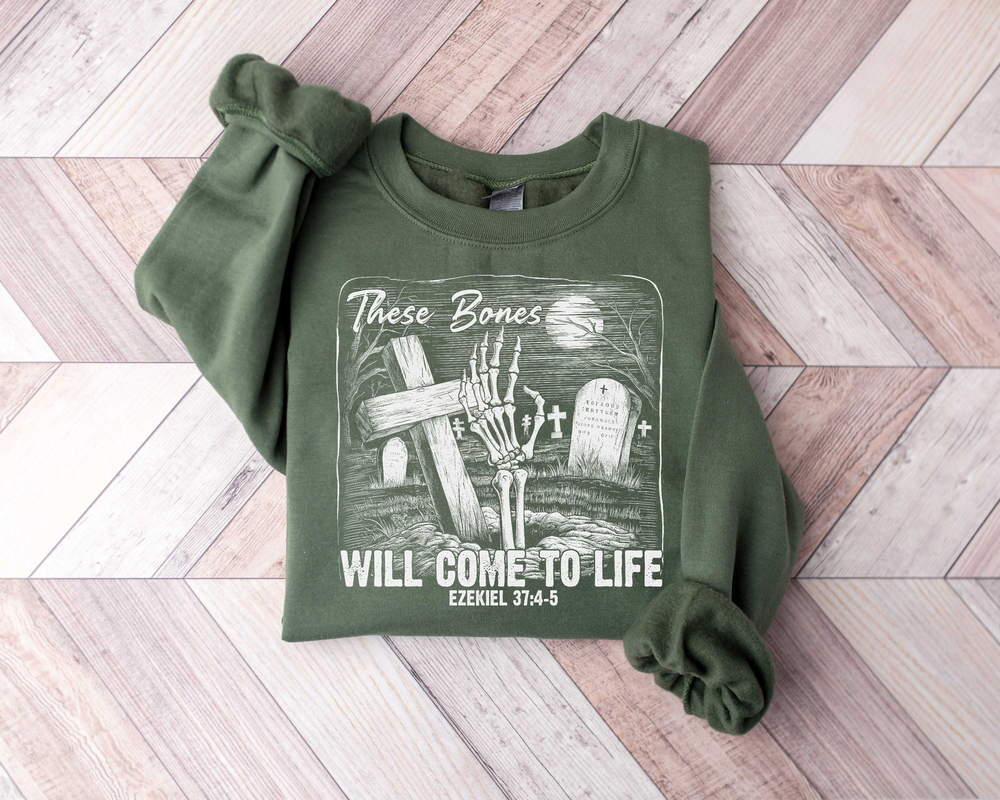 These bones will come to life Sweatshirt, Dry Bones Ezekiel 37-45 Bible Verse Sweater, Christian Halloween T-Shirt, Dancing Skeletons