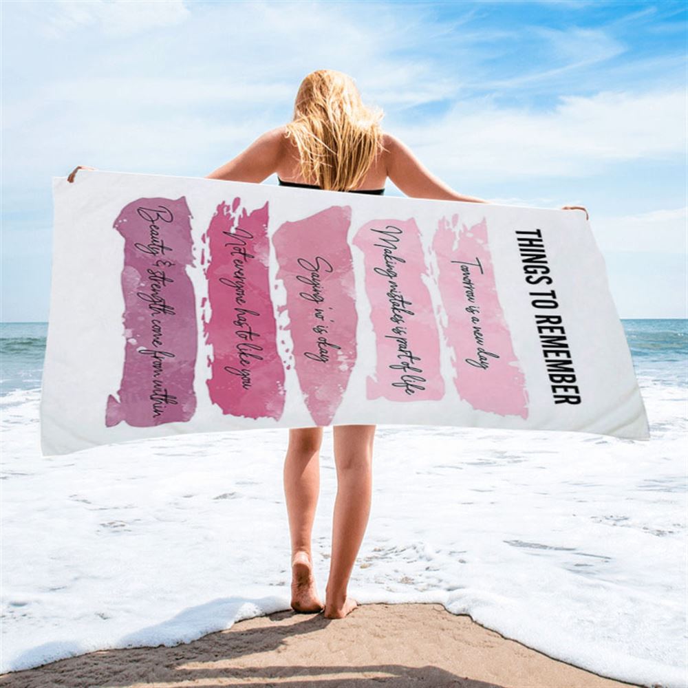 Things To Rememver Beach Towel -Encouragement Gifts For Women, Girls, Teens, Daughter, Bff