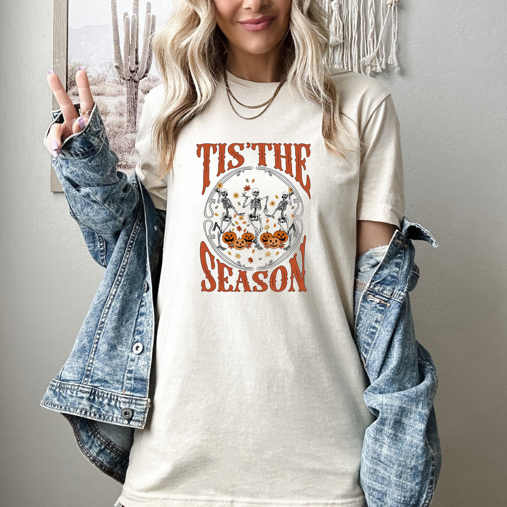 Tis The Season Halloween Shirt, Halloween Gift, Skeleton Halloween Shirt, Spooky Season Shirt, Pumpkin Shirt, Dancing Skeleton Shirt 1533305876