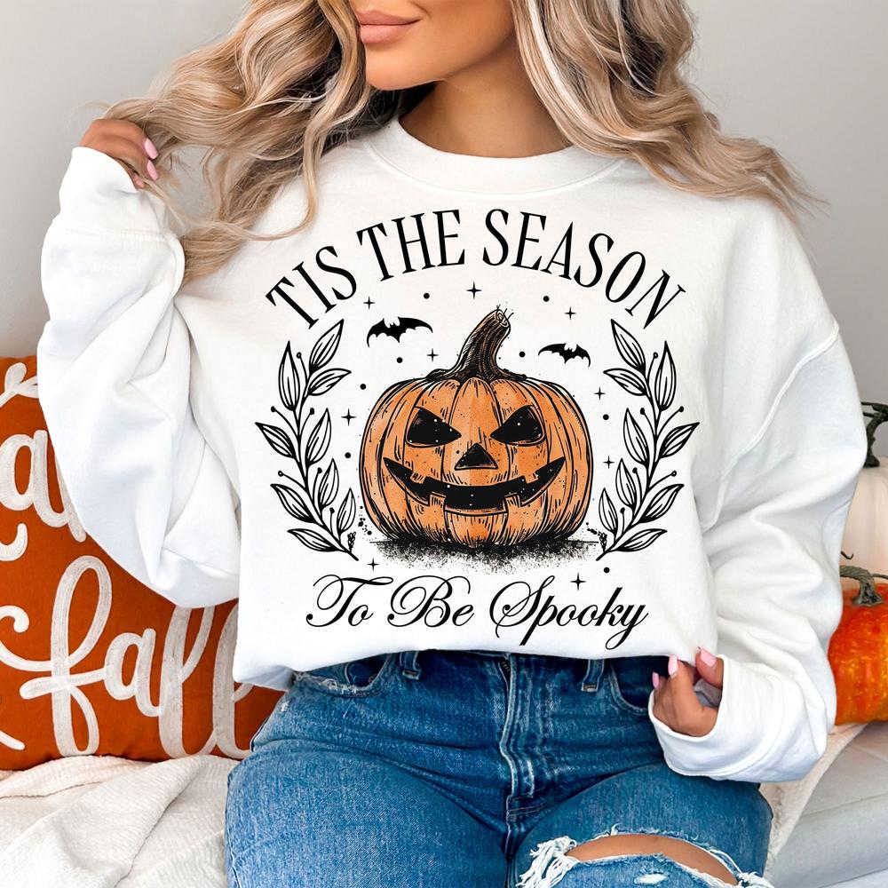 Tis the Season to Be Spooky Sweatshirt, Halloween Sweatshirt, Spooky Season Sweatshirt, Pumpkin Sweatshirt